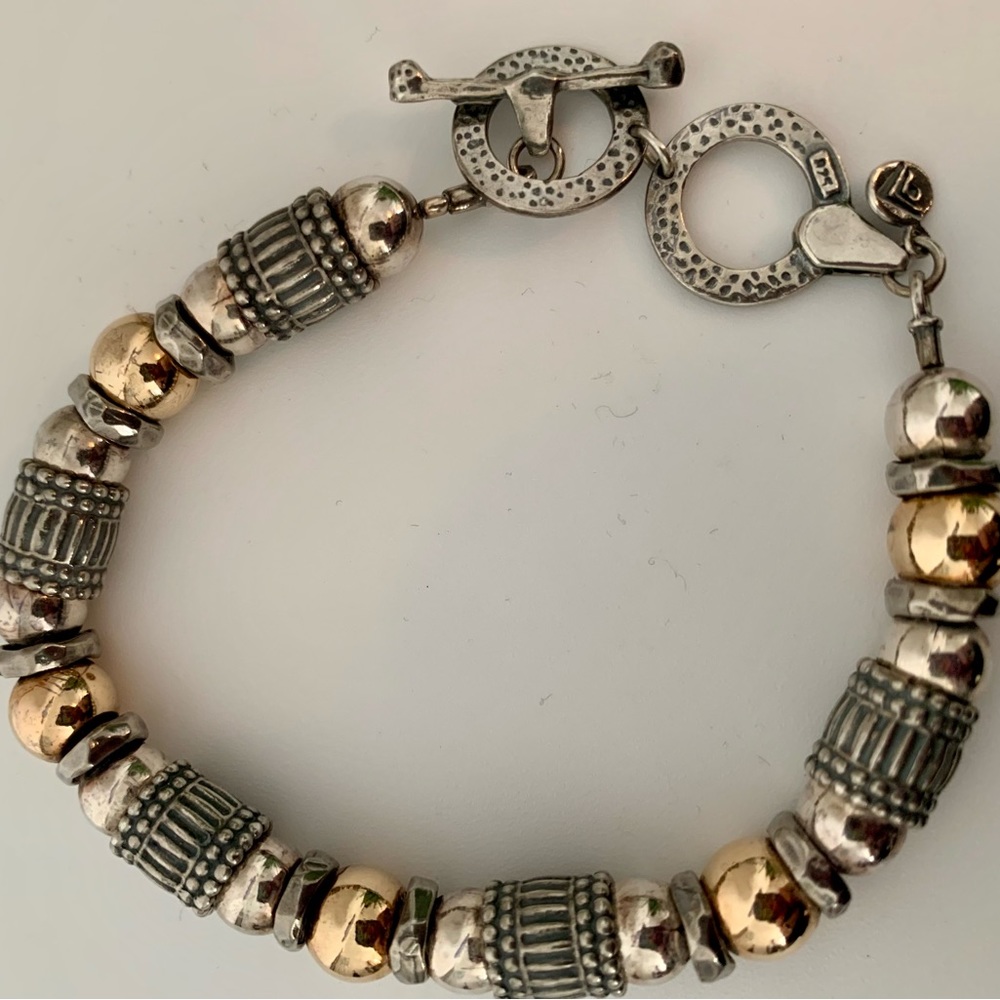 Silpada Vintage Sterling 14K Gold-Filled Bead Toggle Bracelet